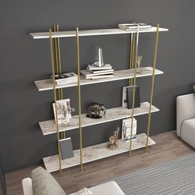 könyvespolc Moss - White, Gold