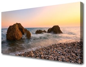 Vászonkép Coast Rocks tenger hullámai 100x50 cm