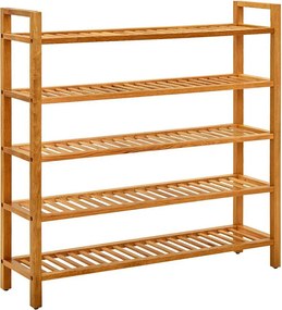 vidaXL tömör tölgyfa cipőtartó 5 polccal 100 x 27 x 100 cm