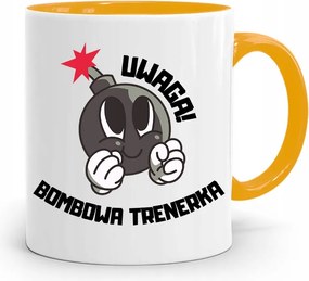 Edzőnőnek Edzőterem Bögre Sárga Ajándék fényképes nyomtatással