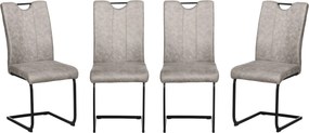 HOMCOM 4 db étkezős szék microfiber kárpittal, acél szán lábakkal és fogantyúval ellátott konyhaszék szürke háttámlával | Aosom