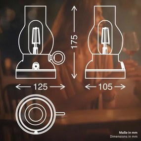 Brilo - KANEA dimmelhető, kültéri, újratölthető LED asztali lámpa 1,5W/5V IP44 1200mAh antracit
