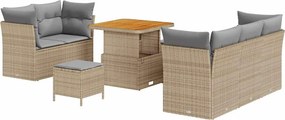 vidaXL Kerti Kanapé Szett 8 pcs Bézs polirattan