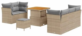 vidaXL Kerti Kanapé Szett 8 pcs Bézs polirattan