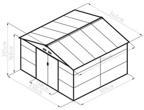 G21 GAH 1085 kerti tároló 340 x 319 cm, antracit