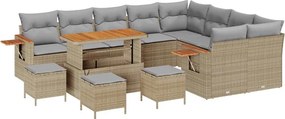vidaXL Kerti Kanapé Szett 14 pcs Beige és Világosszürke polirattan