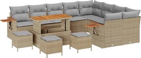 vidaXL Kerti Kanapé Szett 14 pcs Beige és Világosszürke polirattan