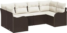 vidaXL Kerti Kanapé Szett párnával 6 pcs Barna és fehér Poli rattan
