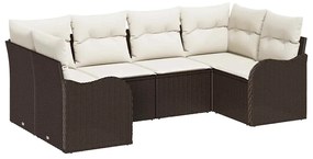 vidaXL Kerti Kanapé Szett párnával 6 pcs Barna és fehér Poli rattan