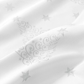 Goldea karácsonyi teflon szövet terítőknek - ezüstszínű karácsonyfák és csillagok 160 cm