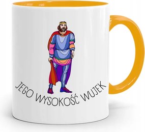 Sárga Bögre Ajándék Nagybácsinak Őfelsége Nagybácsi nyomtatott fényképpel