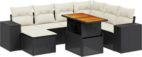 vidaXL 8 részes fekete polyrattan kerti ülőgarnitúra párnákkal
