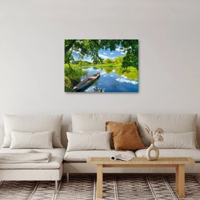 Egy nyári folyó képe hajóval (70x50 cm)