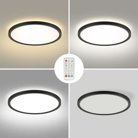 Brilagi - LED RGB dimmelhető ultravékony lámpatest LED/18W/230V átm. 30 cm fekete + távirányító