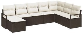 8 darabos kerti kanapé szett párnákkal Barna polyrattan, 2 személyes kerti kanapé párnákkal Barna polyrattan