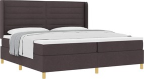 vidaXL Boxrugós ágy matracmal Sötét Barna 200 x 200 cm szövet