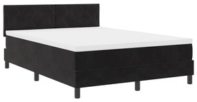 Box Spring Ágy Matraccal Fekete Színben, 140x190 cm Bársony