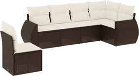 vidaXL 6 részes barna polyrattan kerti ülőgarnitúra párnával