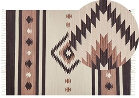 Barna és bézs kilim pamutszőnyeg 140 x 200 cm ARAGATS Beliani