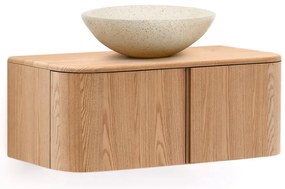 Natúr színű fali mosdó alatti szekrény kőrisfa dekorral 90x35 cm Salaya – Kave Home