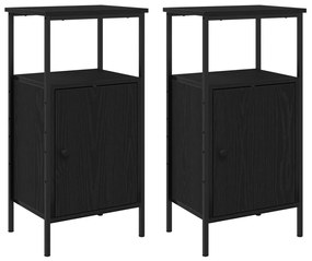 Éjjeli szekrények 2 db Fekete tölgy 41x31x80 cm MDF