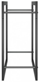 fekete acél tűzifatároló állvány 50 x 28 x 56 cm