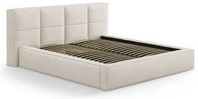 Krémszínű kárpitozott ágyneműtartós franciaágy ágyráccsal 180x200 cm Simon Darren – Micadoni