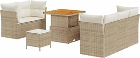 vidaXL Kerti Kanapé Szett 8 pcs Bézs polirattan
