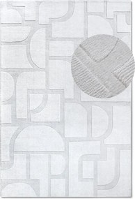 Gyapjú szőnyeg nappaliba 80x150cm, krémszínű modern mintával