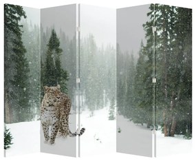 Paraván - Leopárd a hóban (210x170 cm)