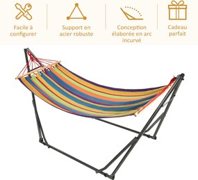Outsunny Összecsukható kertihinta ruhaszárító ívelt fémtartóval, epoxi bevonatú fémtartó, 1 főnek max. terhelhetőség 120 kg, méret: 270L x 100W x 94H