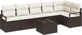 vidaXL Kanapé Szett párnával 7 pcs Barna polirattan