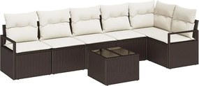 vidaXL Kanapé Szett párnával 7 pcs Barna polirattan