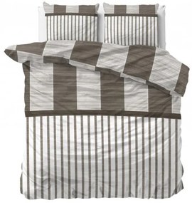 Fehér-barna ágynemű csíkokkal 140 x 200 cm
