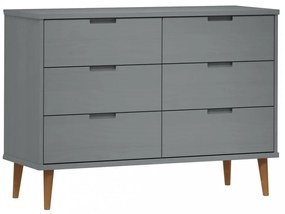 MOLDE szürke tömör fenyőfa fiókos szekrény 113 x 40 x 80 cm