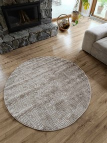 Kerek szőnyeg nappaliba 150cm, bézs-arany plüss szuper minőség