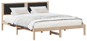 Ágykeret Kárpitozott Fejtámlával Fekete 150 x 200 cm