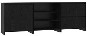 Széf 3 pcs Musta tammi 70 x 41 x 75 cm Faanyag