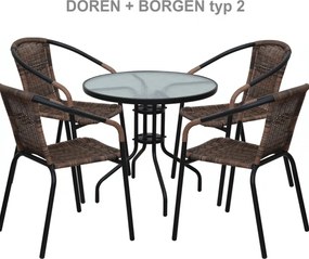 Egymásba rakható szék, barna/fekete fém, DOREN