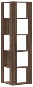 5 szintes barna tölgy szerelt fa sarok könyvespolc 50x50x179 cm