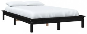 fekete franciaágy tömör fenyőfa ágykeret 150x200 cm