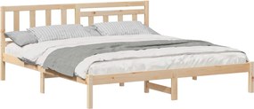 vidaXL Ágykeret fejtámlával Barna 200 x 200 cm Tömör fenyőfa