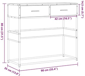 barna tölgyszínű szerelt fa tálalóasztal 90x35x80 cm