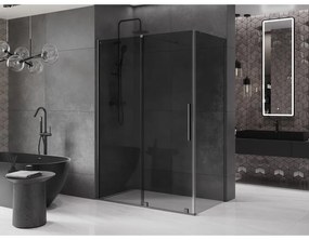 Mexen Velar, tolóajtós zuhanykabin 140 x 85 cm, 8mm szürke üveg, polírozott grafit, 871-140-085-41-95