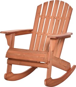 Outsunny Adirondack Fa Hintaágy Természetes Fa 77x94x97 cm Kertbe, Teraszra, Kültéri Rusztikus Stílus 130 kg Teak Szín | Aosom