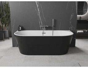 Mexen Oval, szabadon álló fali kád 180 x 80 cm, fehér-fekete, grafit túlfolyó, 52671808075-66