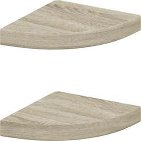 vidaXL 2 db tölgyszínű MDF lebegő sarokpolc 25 x 25 x 3,8 cm