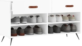 magasfényű fehér szerelt fa cipőpolc 102x35x55 cm