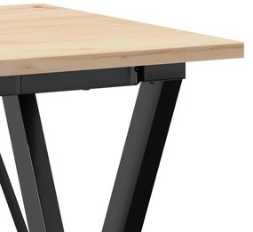 tömör fenyőfa és acél étkezőasztal X-vázzal 50x50x75 cm