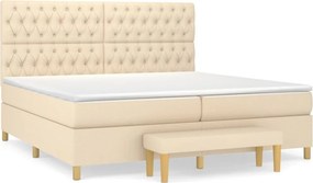 vidaXL krémszínű szövet rugós ágy matraccal 200 x 200 cm